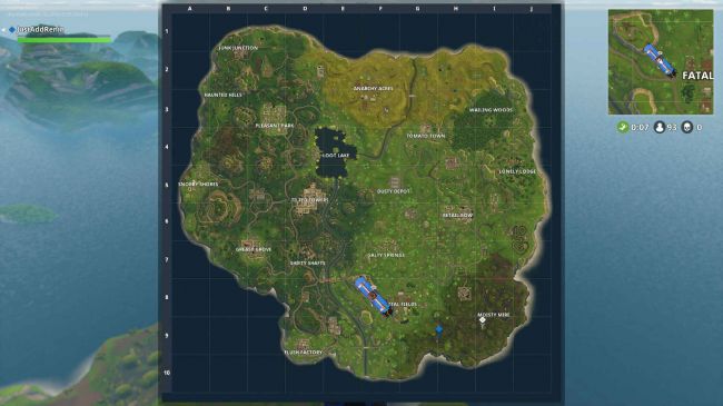 camiones de fatal fields - el mapa de fortnite temporada 8 con nombres en espanol